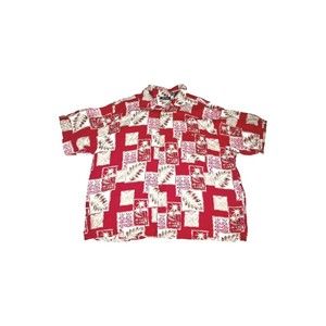 Puritan Mens Sz 3XL Red Floral Tropical Button Up Casual Viscose Cruise Shirt